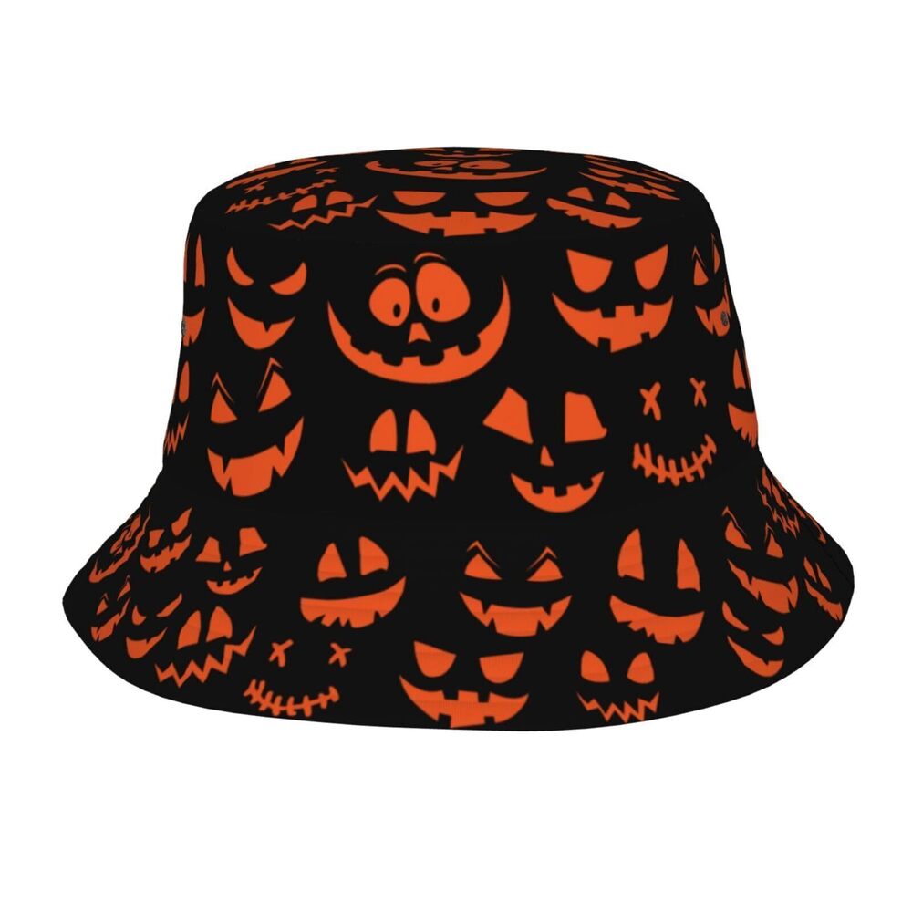 6876 Halloween Bucket Hat Pumpkin Bucket Hat Funny Fisherman Fishing Sun